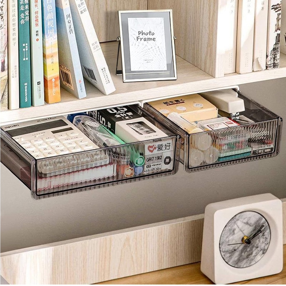 Under Desk Slide Out Storage Drawers - 2 Pieces, Large & Medium